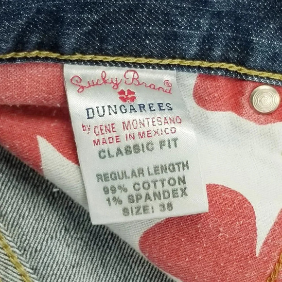 Lucky Brand 38X28 Classic Fit Men Raw Hem Regular Inseam/Length Blue Denim Jeans - Picture 5 of 9